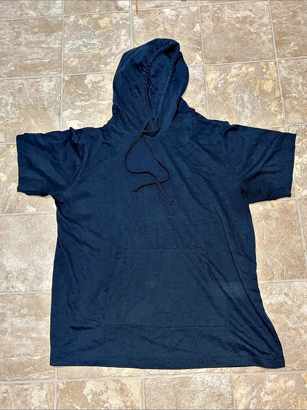 Black Hooded Short Sleeve Shirt Size XL
